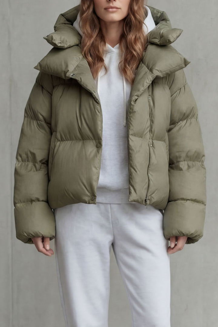 Doudoune courte à capuche pour femme
