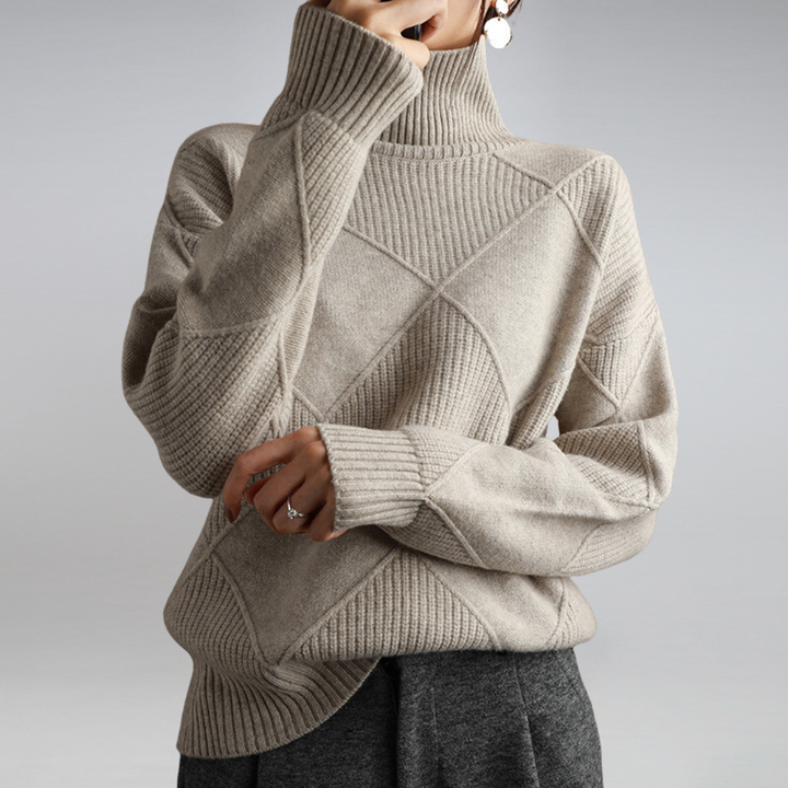 Women's Textured Roll Neck Knit Jumper