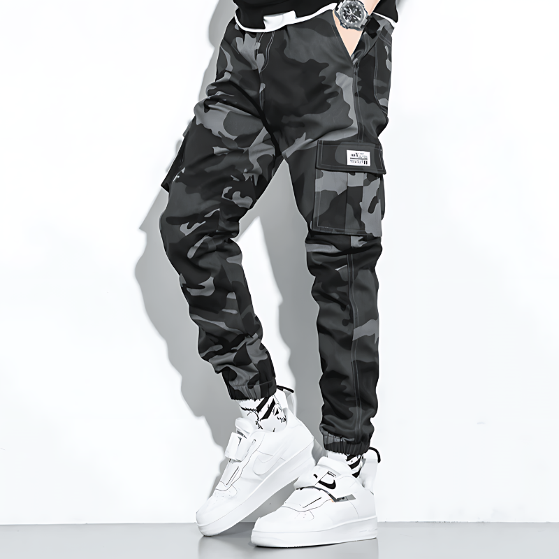 Men's Camouflage Cargo Joggers with Cuffed Hem
