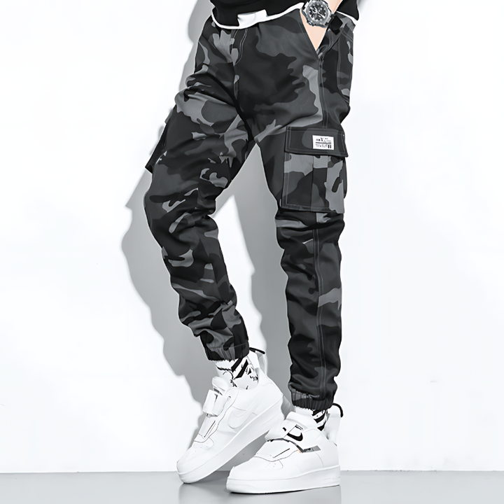 Men's Camouflage Cargo Joggers with Cuffed Hem
