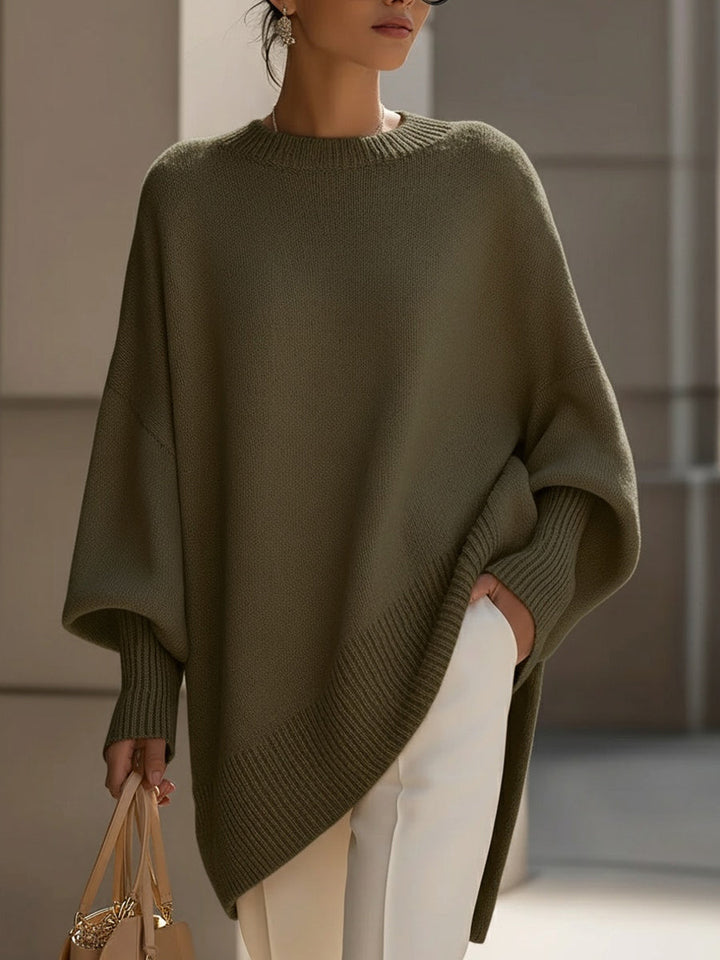 Pull oversize pour femme en mélange de laine avec ourlet asymétrique
