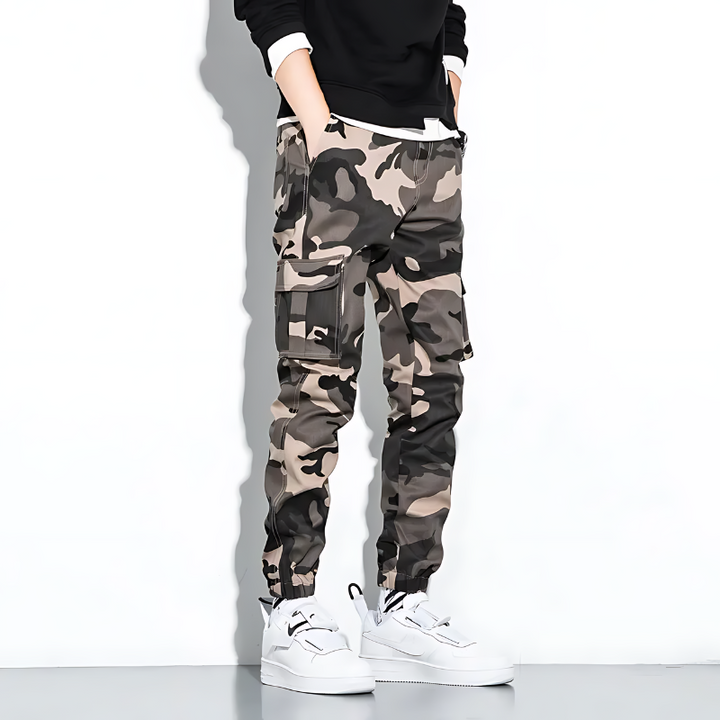 Men's Camouflage Cargo Joggers with Cuffed Hem
