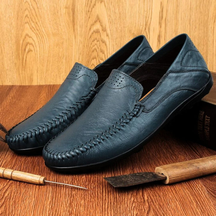 Men's Leather Moccasin Loafers with Flexible Sole