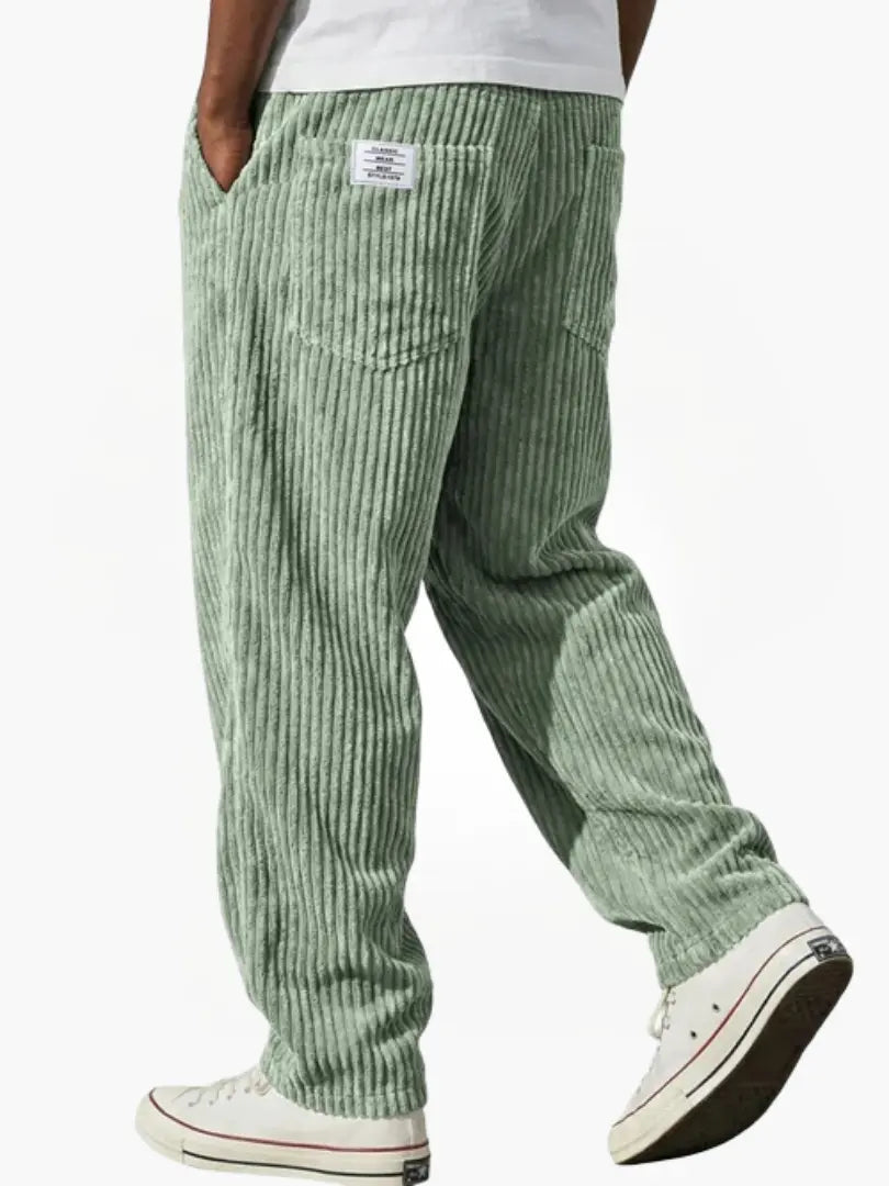Men's Corduroy Wide-Leg Trousers with Patch Pocket