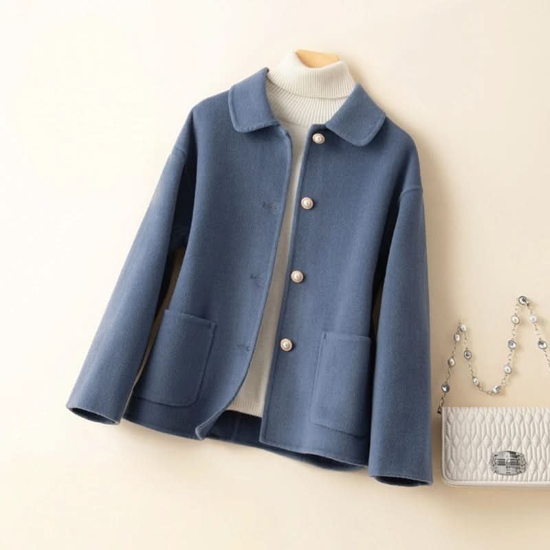 Women's Short Doll Collar Coat with Button Front