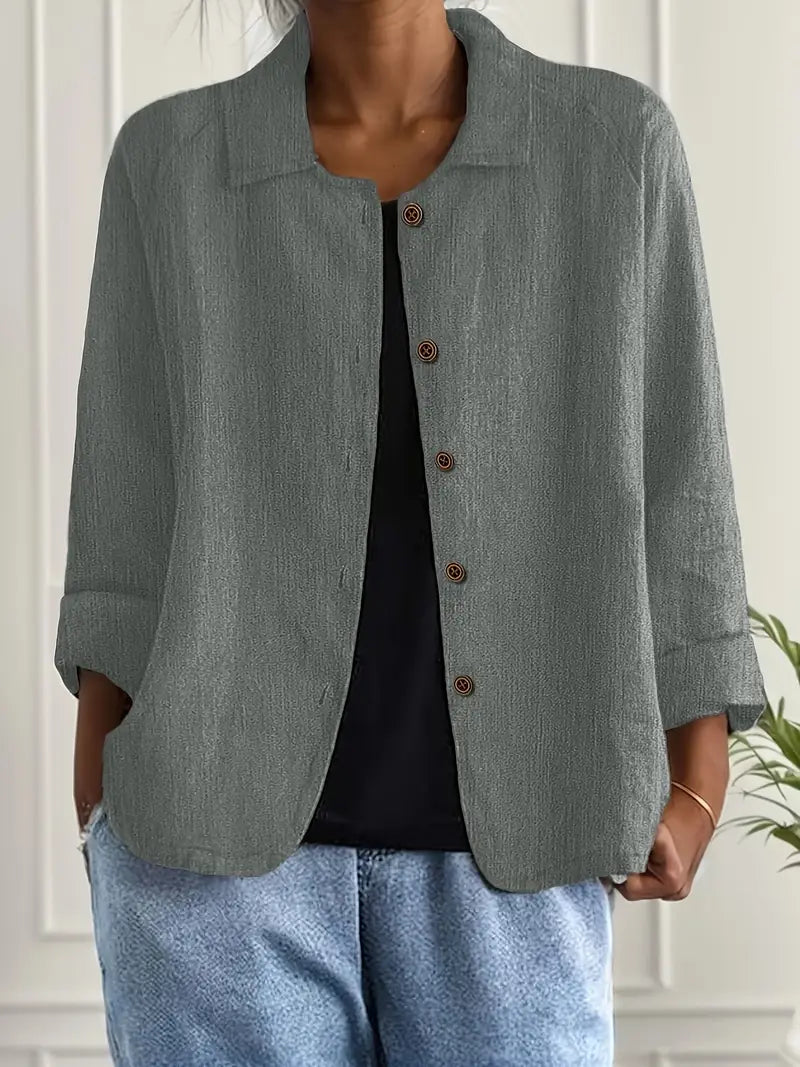Women's Cotton Linen Shirt Cardigan in a Relaxed Fit