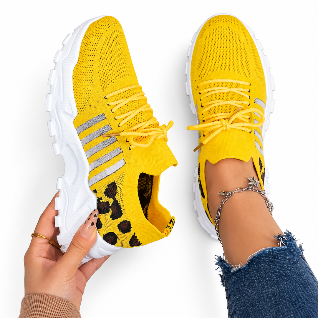 Women's Chunky Sole Knit Trainers with Lace-Up Front