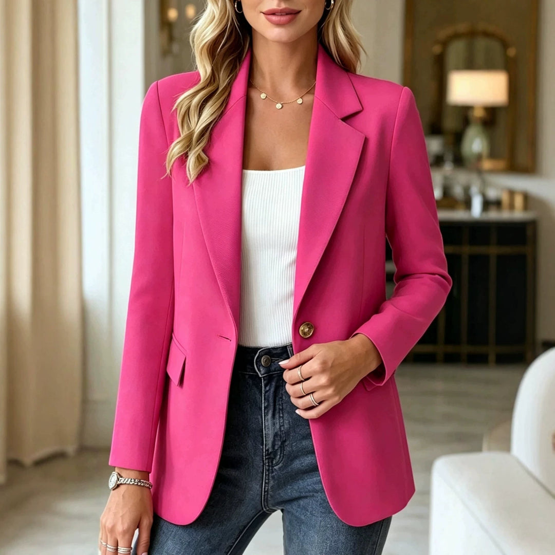 Women's Tailored Single Button Blazer for Office Wear