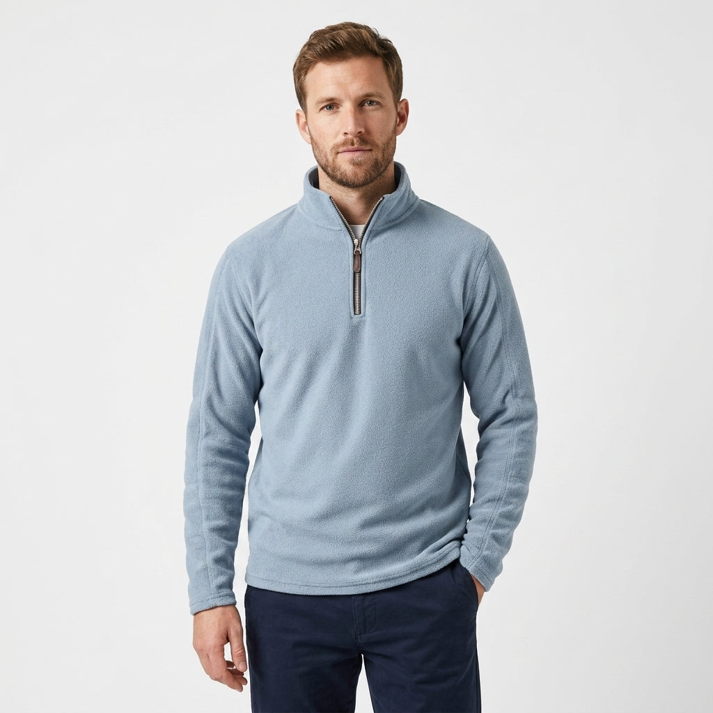 Men's Fleece Quarter-Zip Sweatshirt with Stand Collar