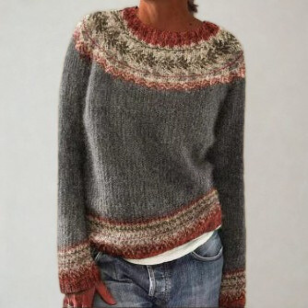 Pull pour femme à motif jacquard Fair Isle et coupe confortable