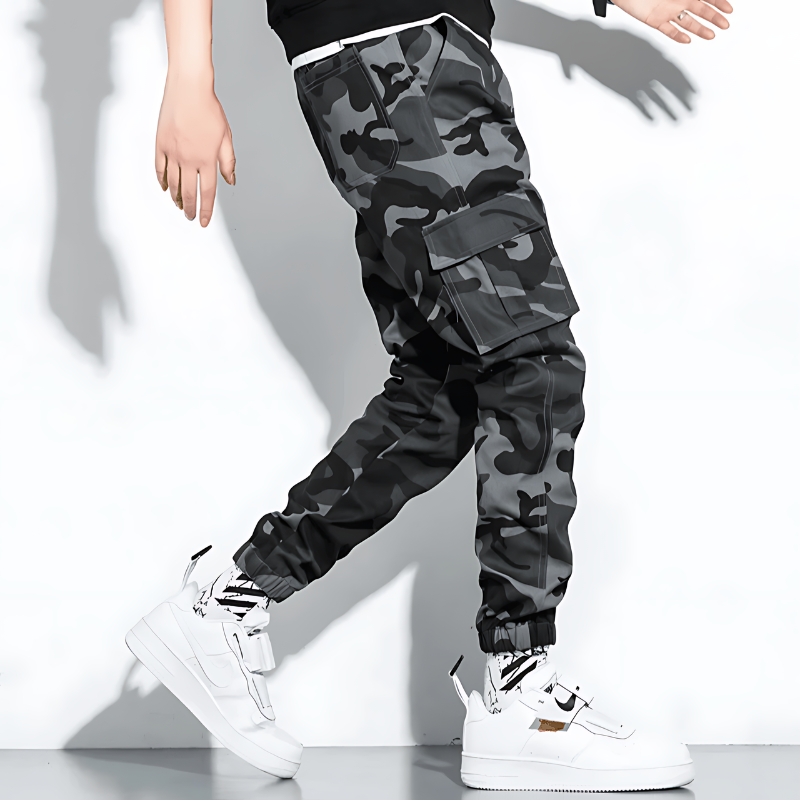 Men's Camouflage Cargo Joggers with Cuffed Hem