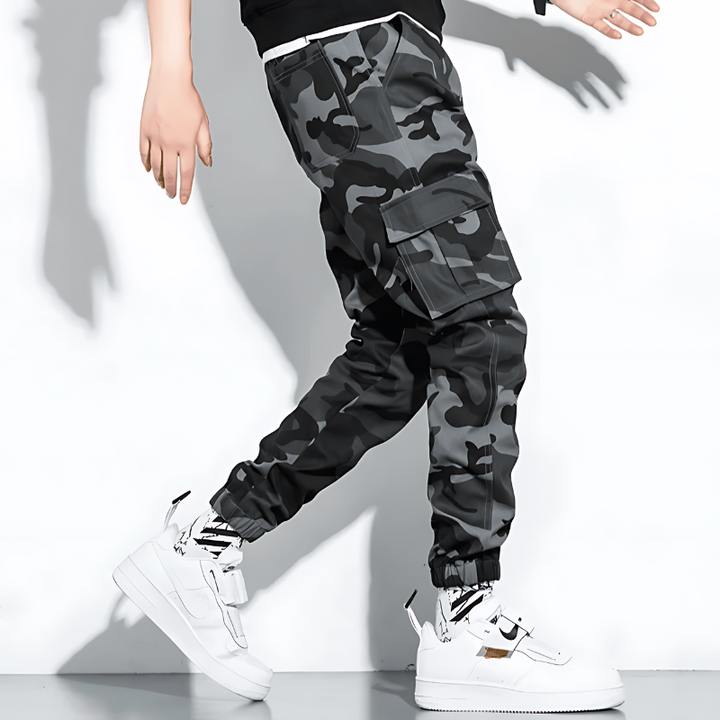 Men's Camouflage Cargo Joggers with Cuffed Hem