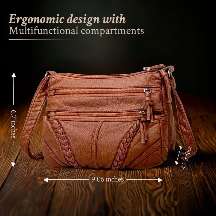 Women's Crossbody Bag with Woven Trim Detail