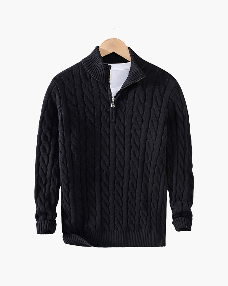 Men's Cotton Cable Knit Quarter Zip Jumper
