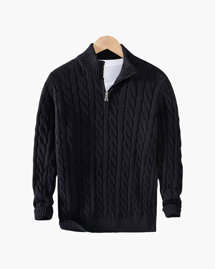 Men's Cotton Cable Knit Quarter Zip Jumper
