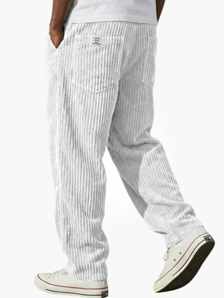 Men's Corduroy Wide-Leg Trousers with Patch Pocket