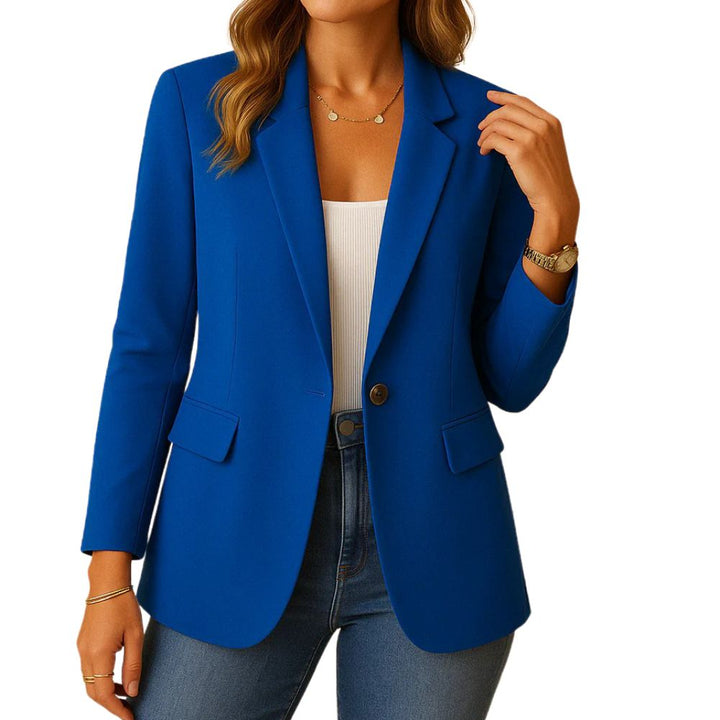 Women's Stretch Blazer with Notched Lapel and Single-Button Closure