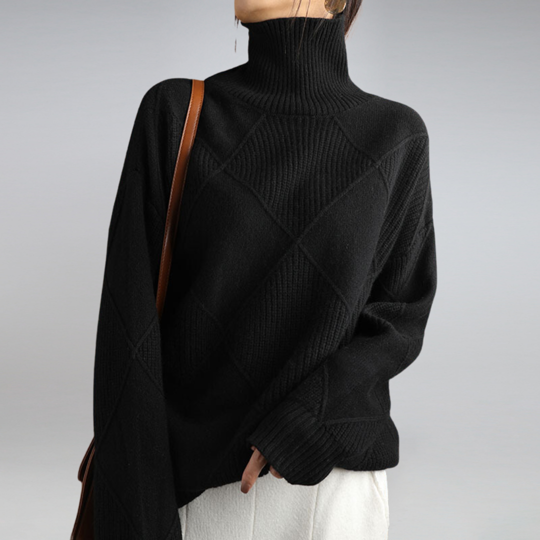 Women's Textured Roll Neck Knit Jumper