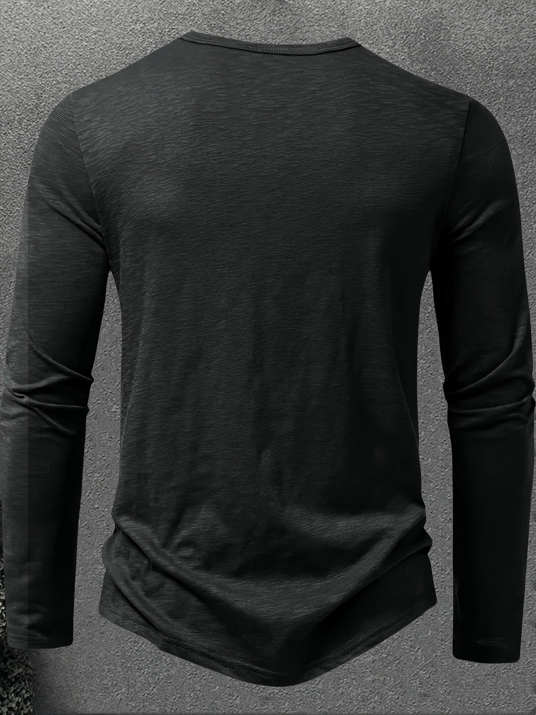 Men's Slub Knit Henley Shirt with Curved Hem
