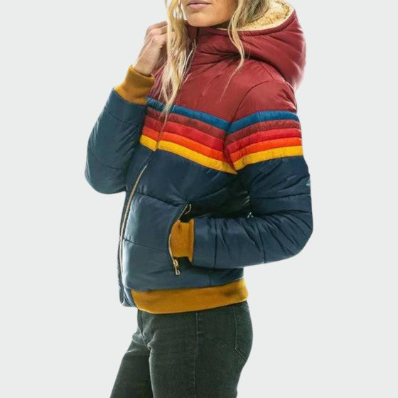 Women's Hooded Striped Puffer Jacket