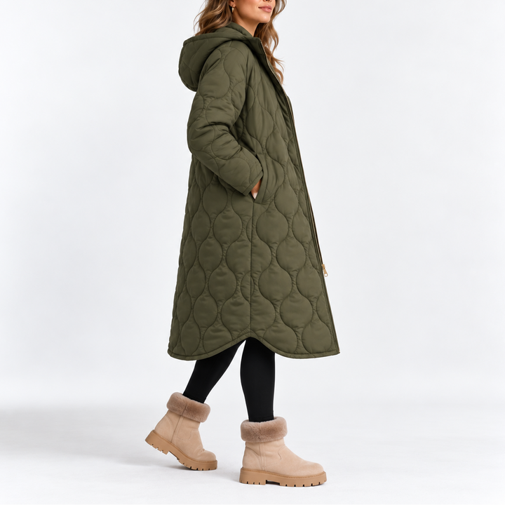 Women's Quilted Hooded Winter Coat with Full Zip