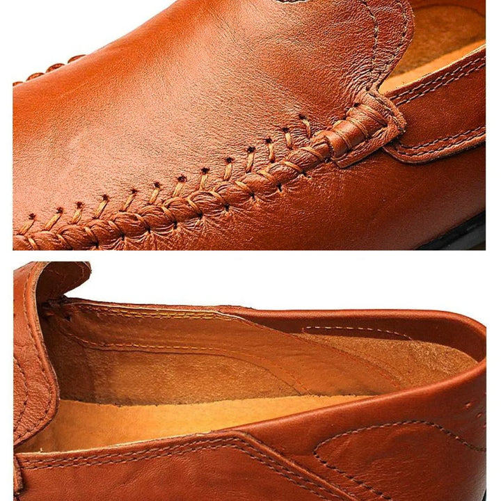 Men's Leather Moccasin Loafers with Flexible Sole