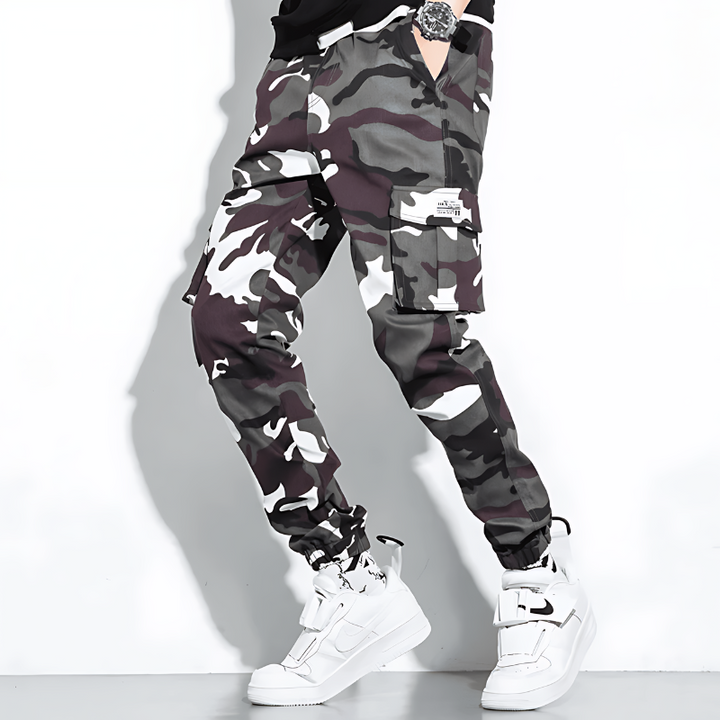 Men's Camouflage Cargo Joggers with Cuffed Hem
