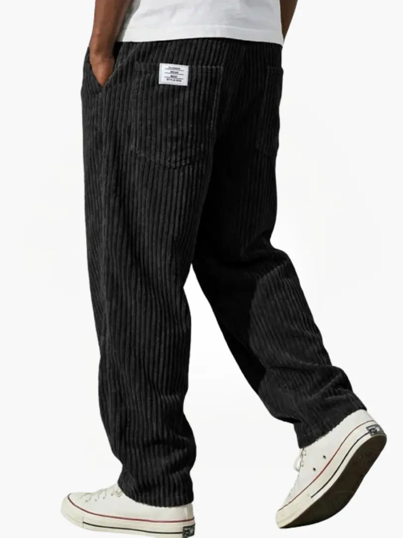 Men's Corduroy Wide-Leg Trousers with Patch Pocket