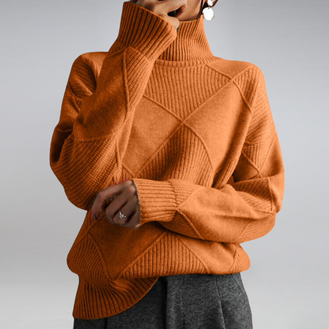 Women's Textured Roll Neck Knit Jumper