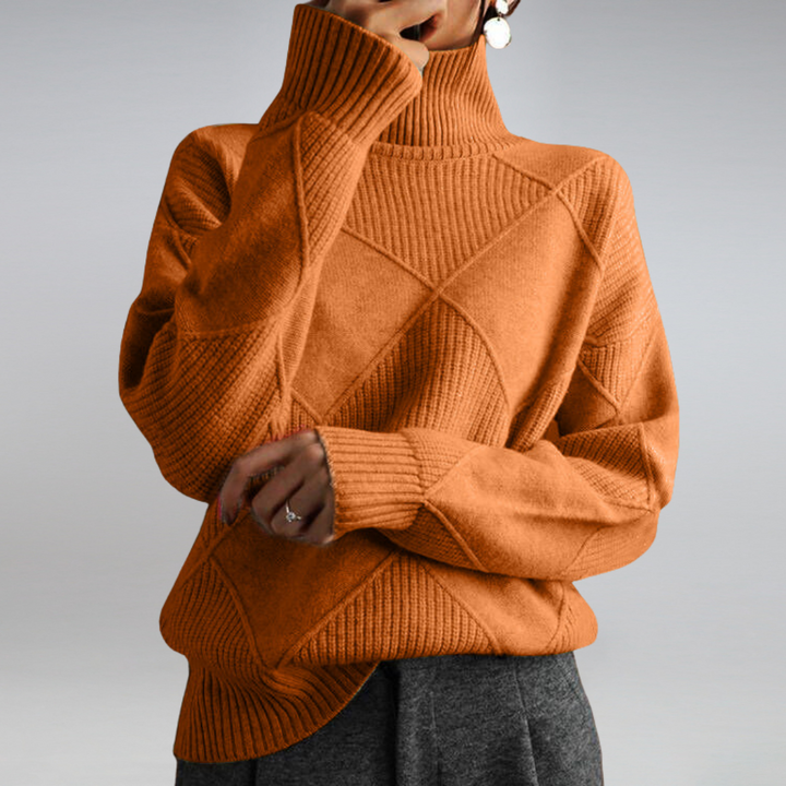 Women's Textured Roll Neck Knit Jumper