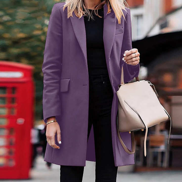 Women's Slim Fit Longline Blazer with Notch Lapel
