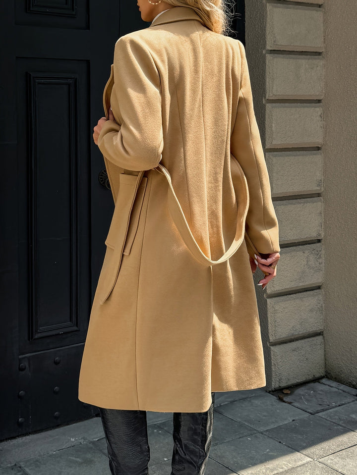 Women's Longline Belted Coat with Patch Pockets