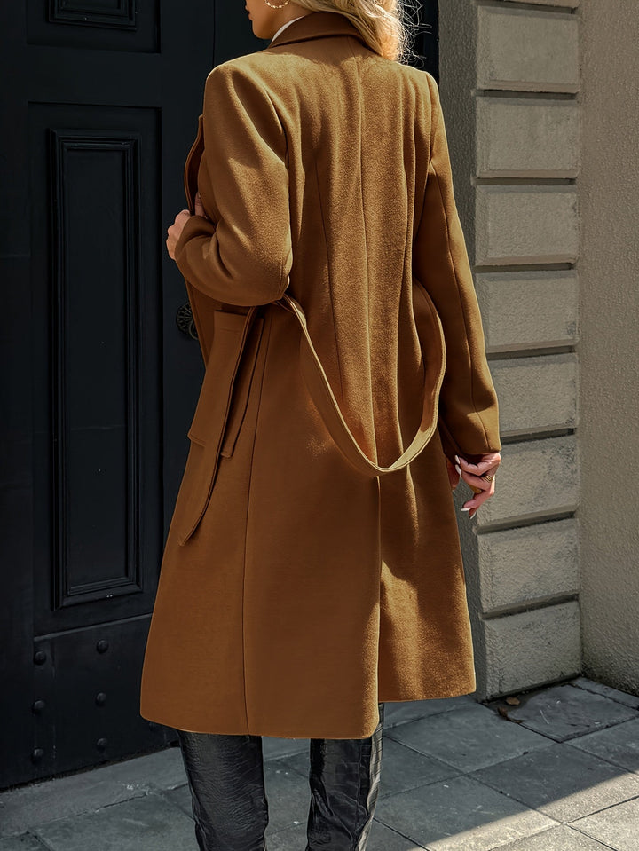 Women's Longline Belted Coat with Patch Pockets
