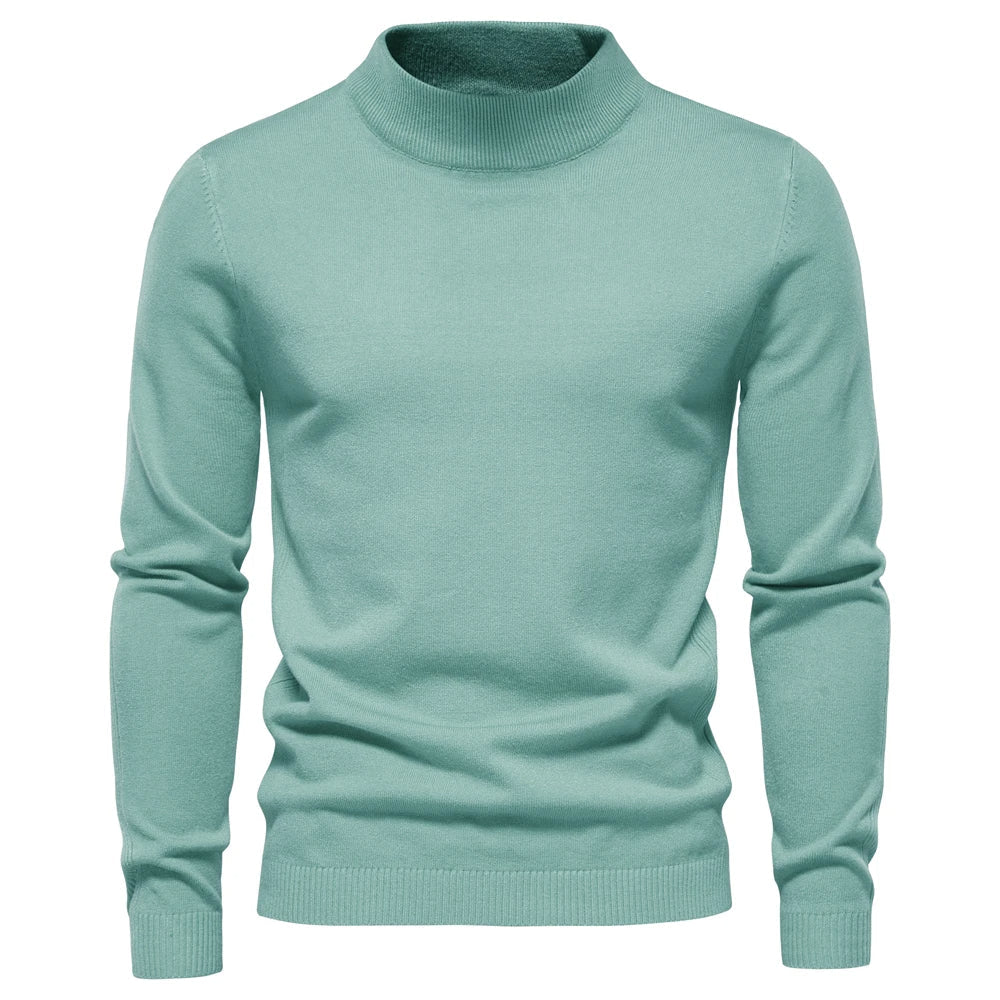 Men's Slim-Fit Turtleneck Jumper with Mock Neck