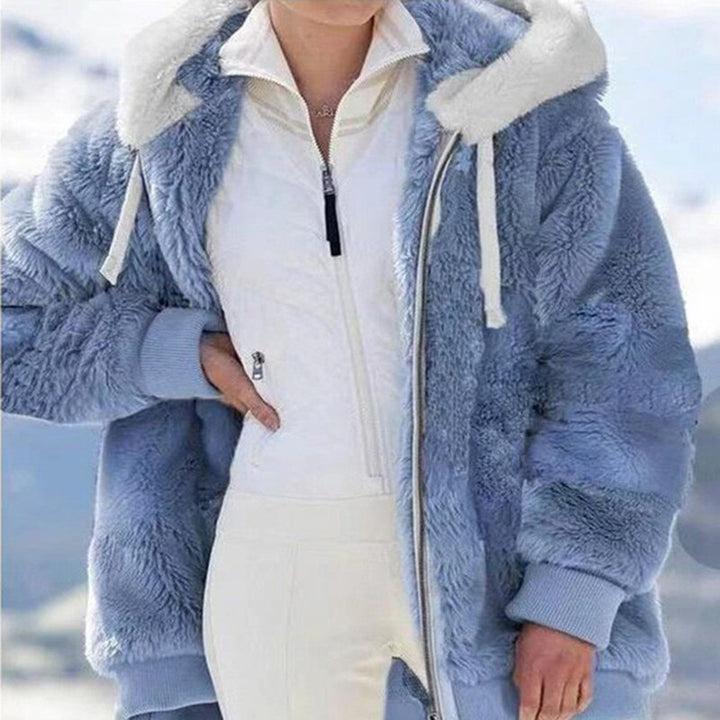Women's Plush Hooded Winter Jacket with Oversized Hood