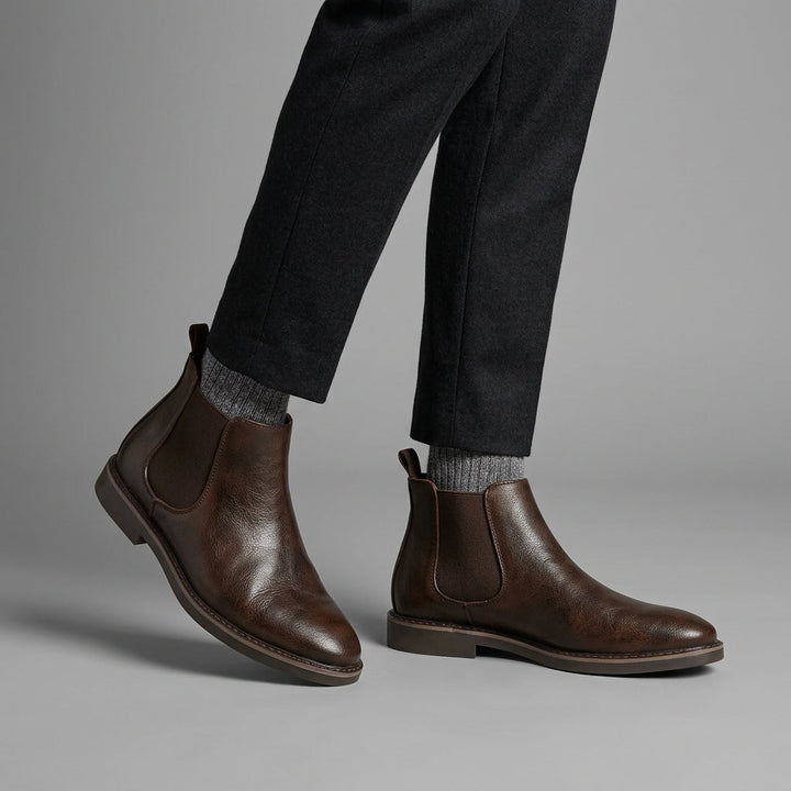 Men's Leather Chelsea Boots Slip On Classic Fit