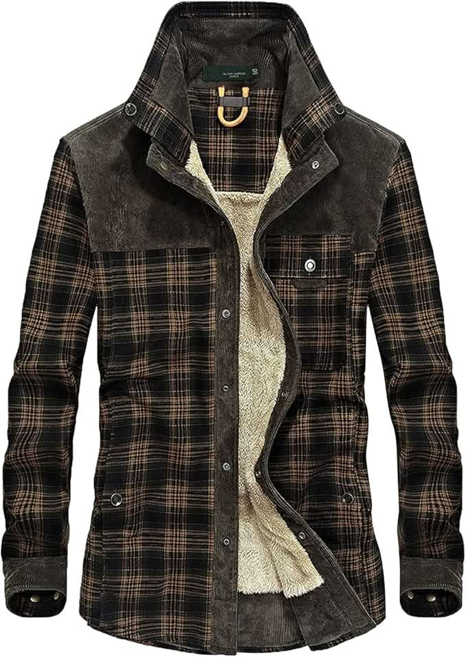 Men's Flannel Sherpa-Lined Shirt Jacket
