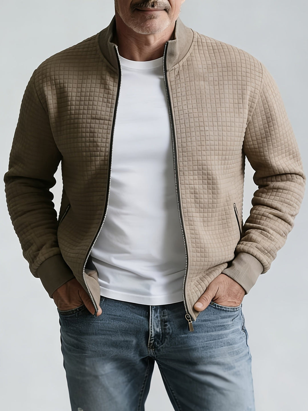 Mens Waffle Knit Zip Jacket