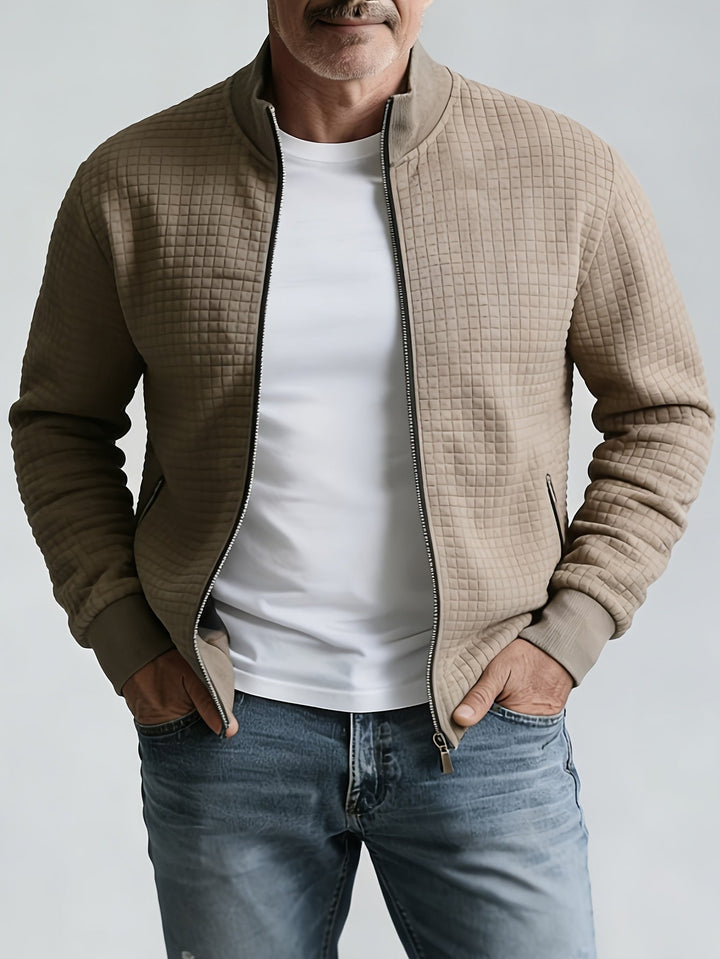 Mens Waffle Knit Zip Jacket