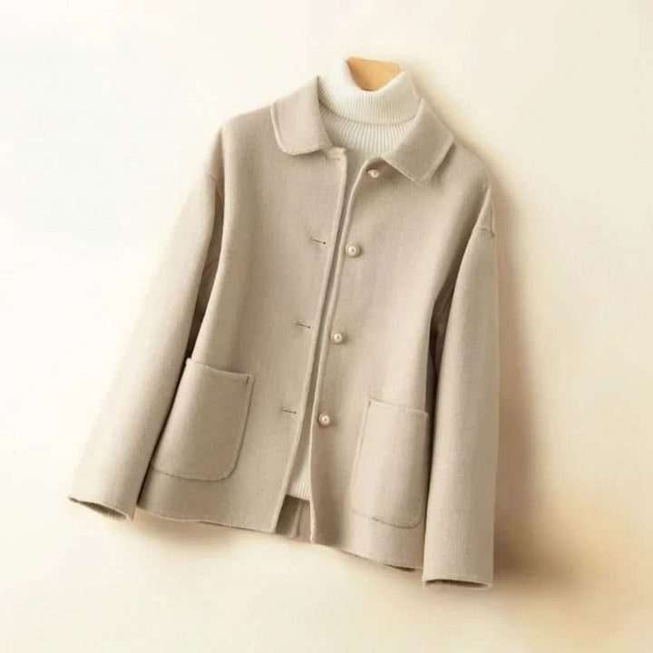 Women's Short Doll Collar Coat with Button Front