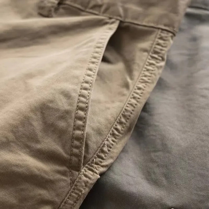 Men's Cotton Cargo Trousers with Turn-Up Hem