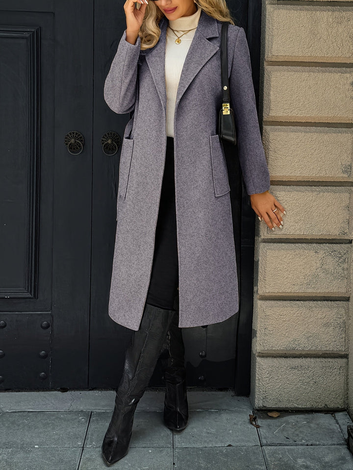 Women's Longline Belted Coat with Patch Pockets