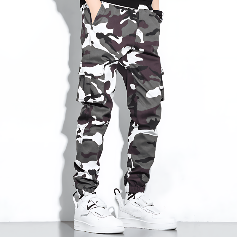 Men's Camouflage Cargo Joggers with Cuffed Hem