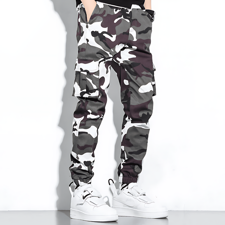Men's Camouflage Cargo Joggers with Cuffed Hem