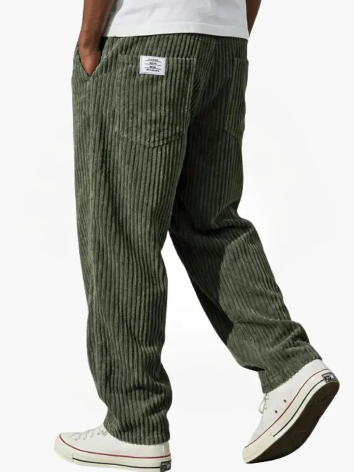 Men's Corduroy Wide-Leg Trousers with Patch Pocket