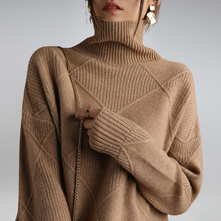 Women's Textured Roll Neck Knit Jumper