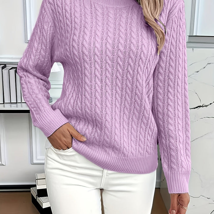 Women's Cable-Knit Round Neck Jumper Relaxed Fit