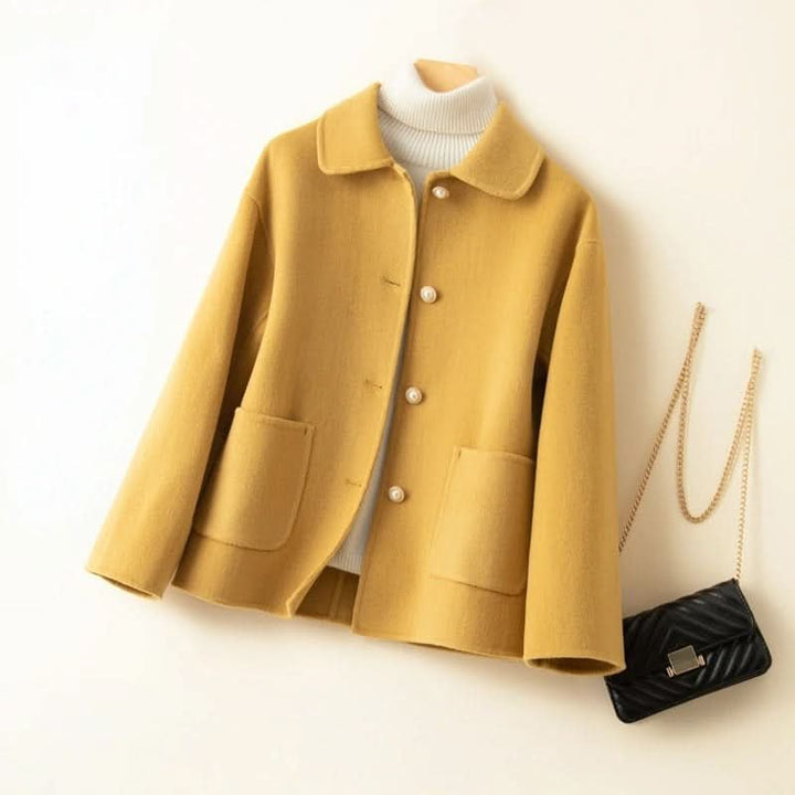Women's Short Doll Collar Coat with Button Front