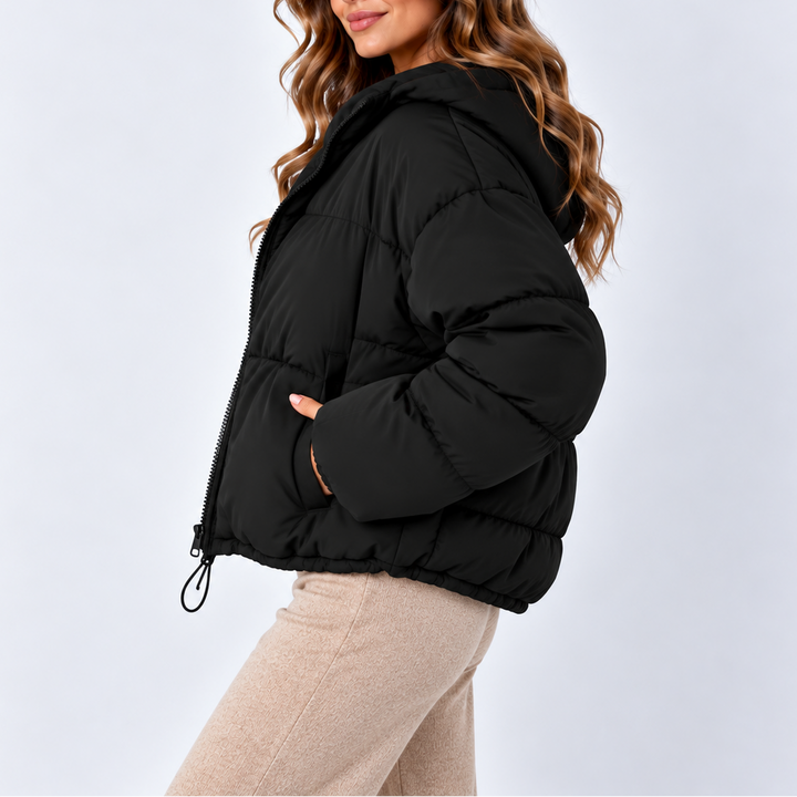 Women's Oversized Puffer Jacket with Drawstring Hem
