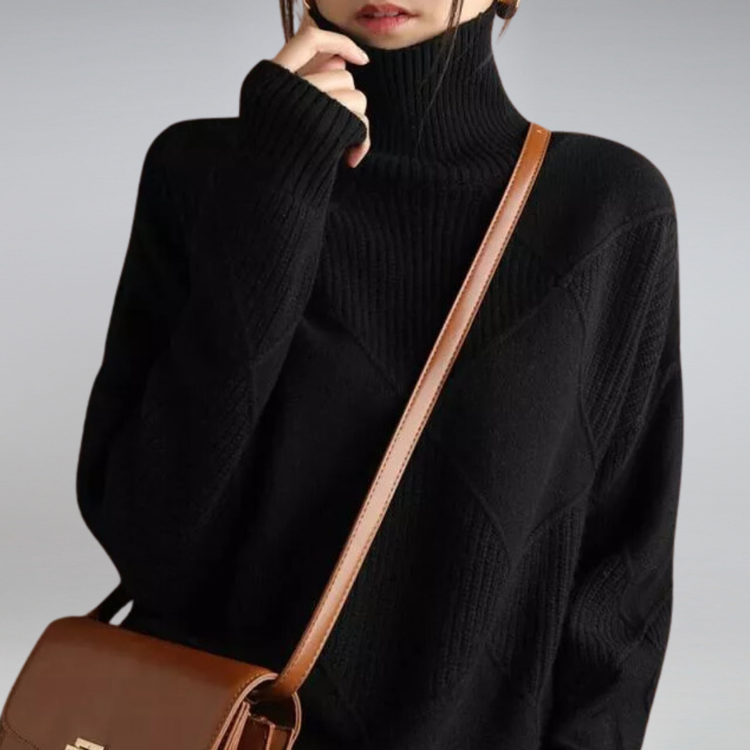 Women's Textured Roll Neck Knit Jumper